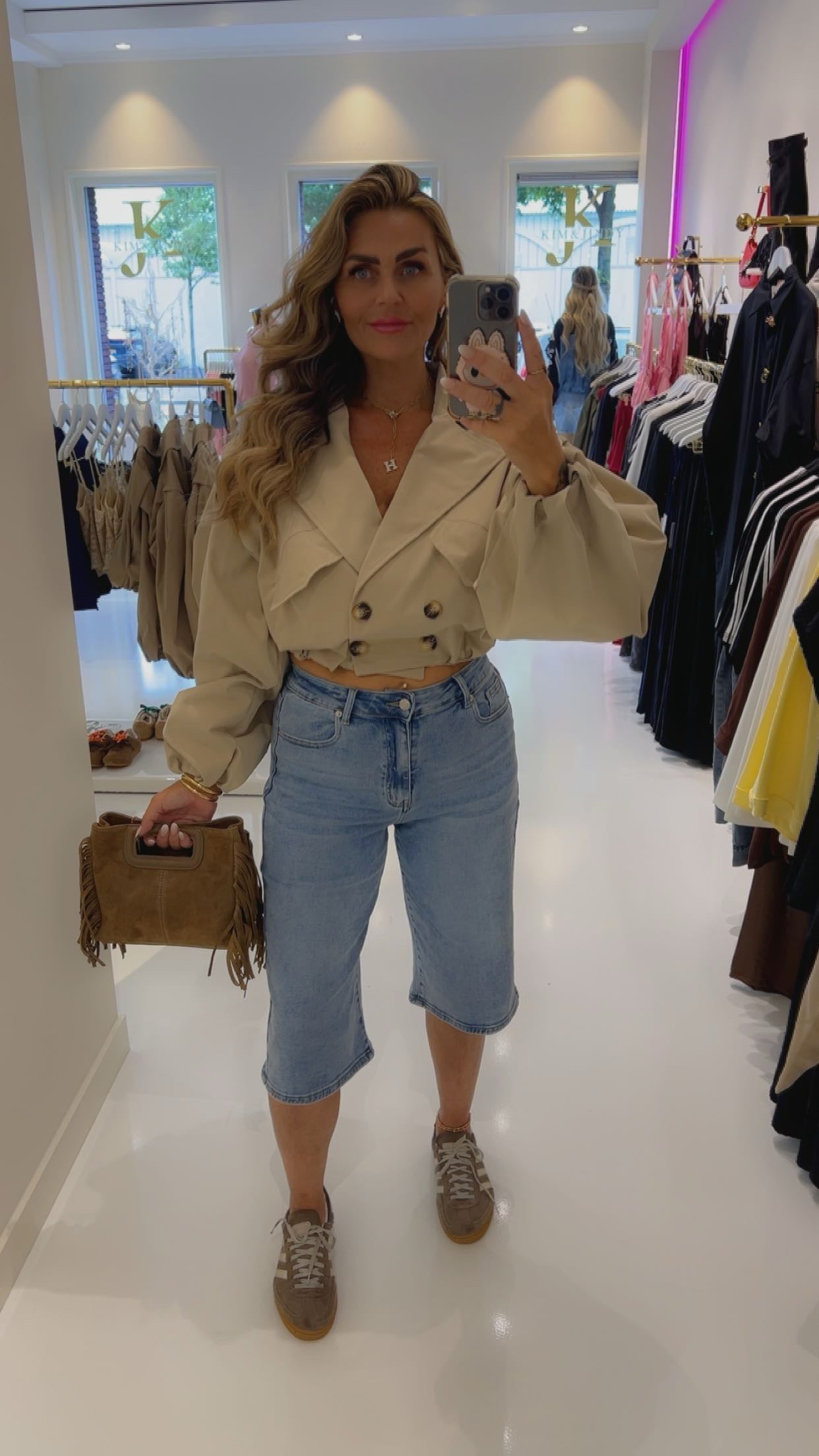 Trenchcoat kort Beige