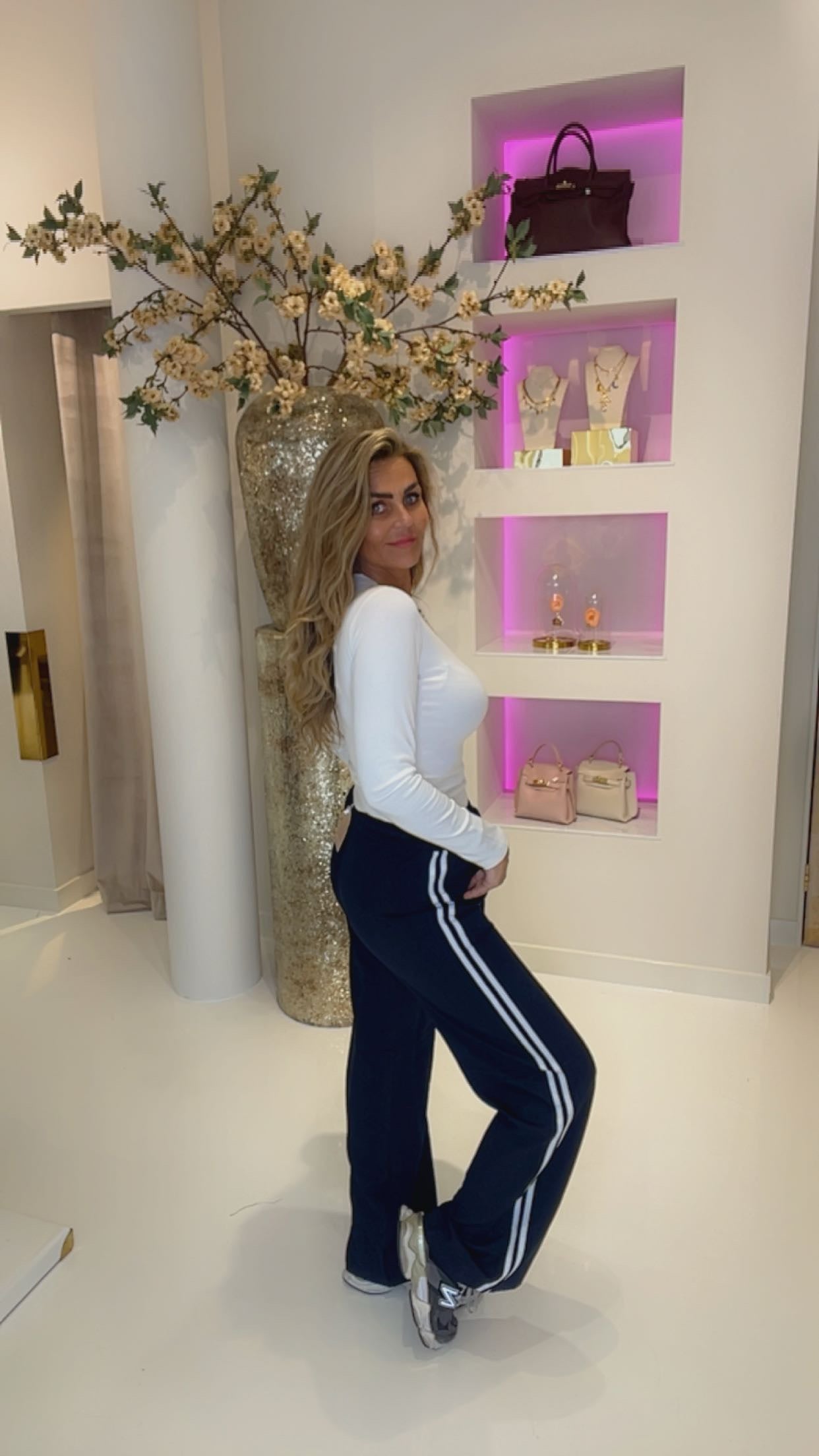 Striped joggingpants navy