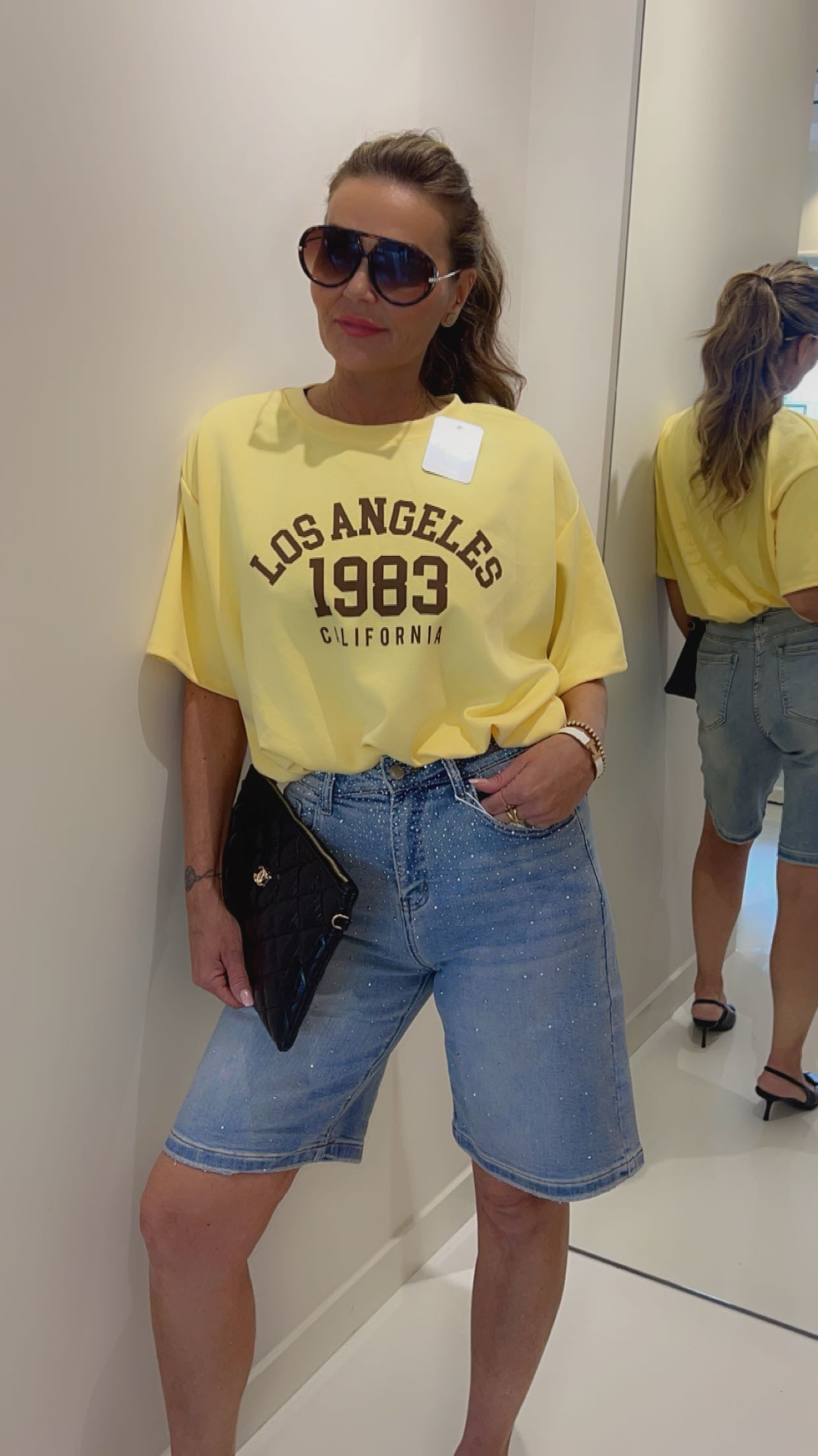 jeans bermuda short strass