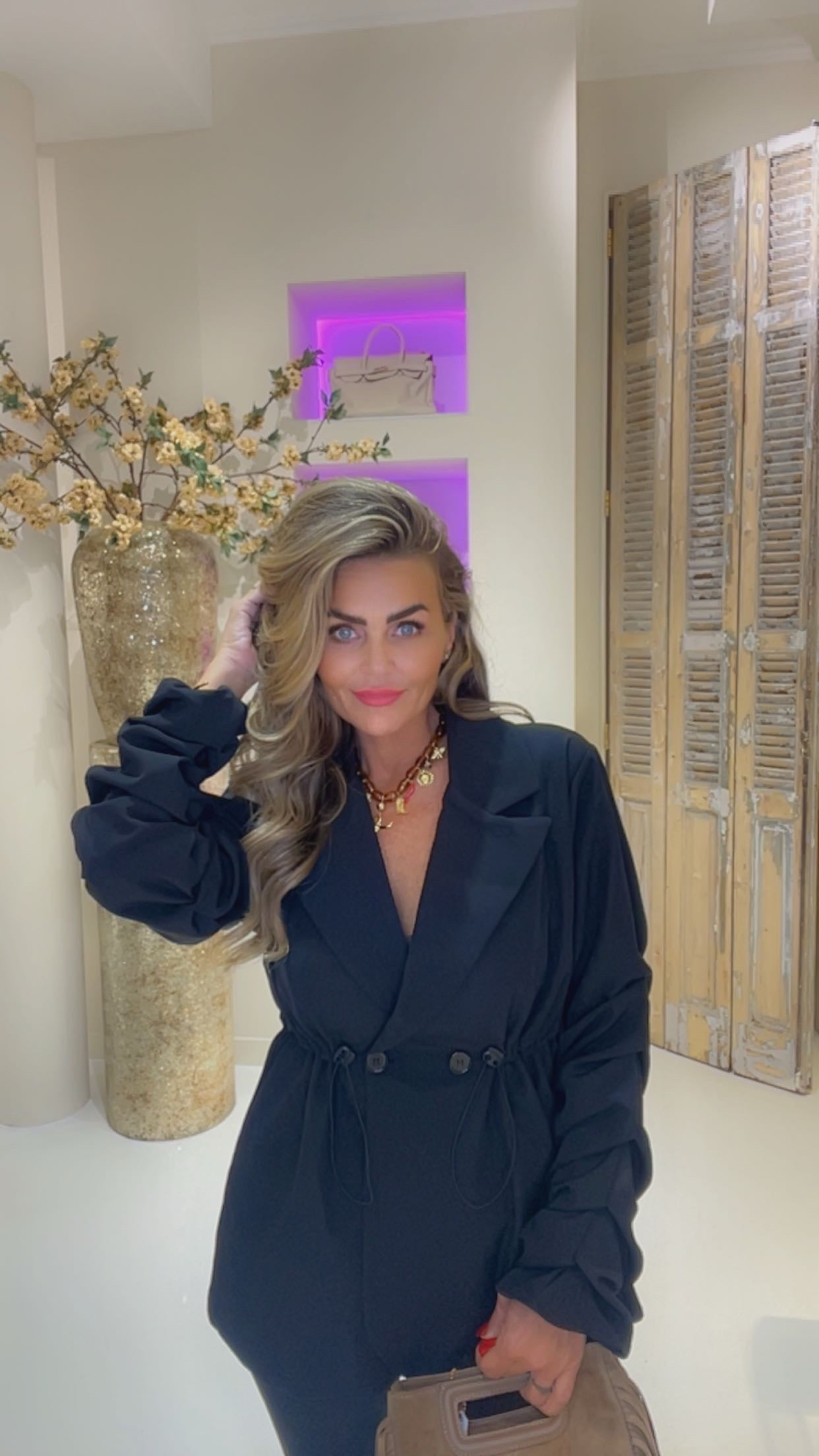 Smock blazer zwart