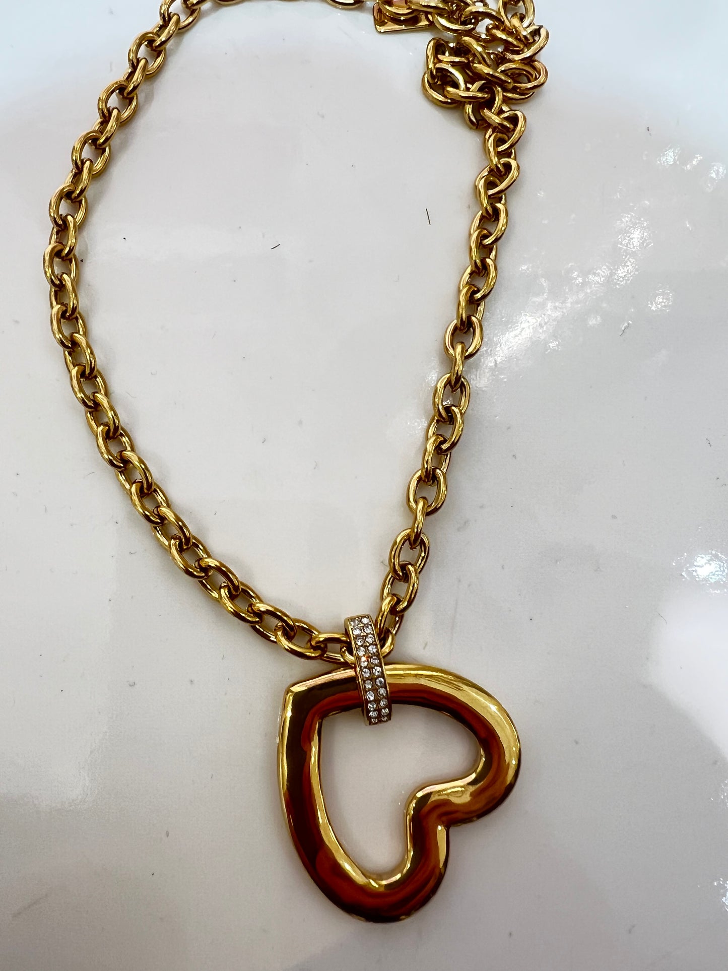 ketting open hart strass