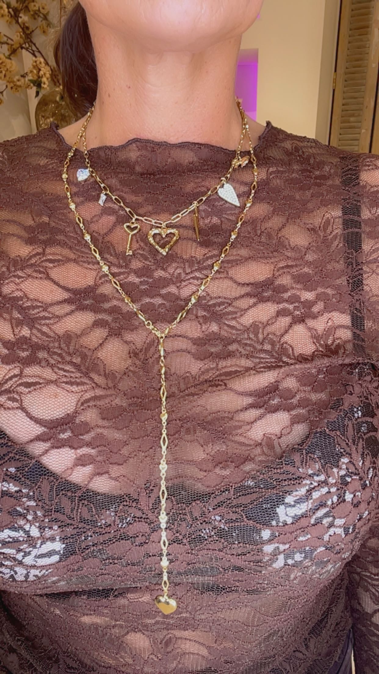 lang mini hartjes necklase
