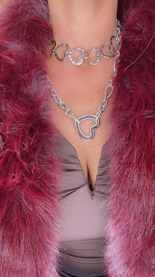 open hart zilver ketting