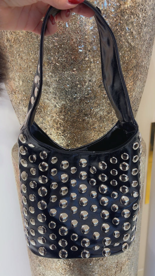 zilver stud bag zwart