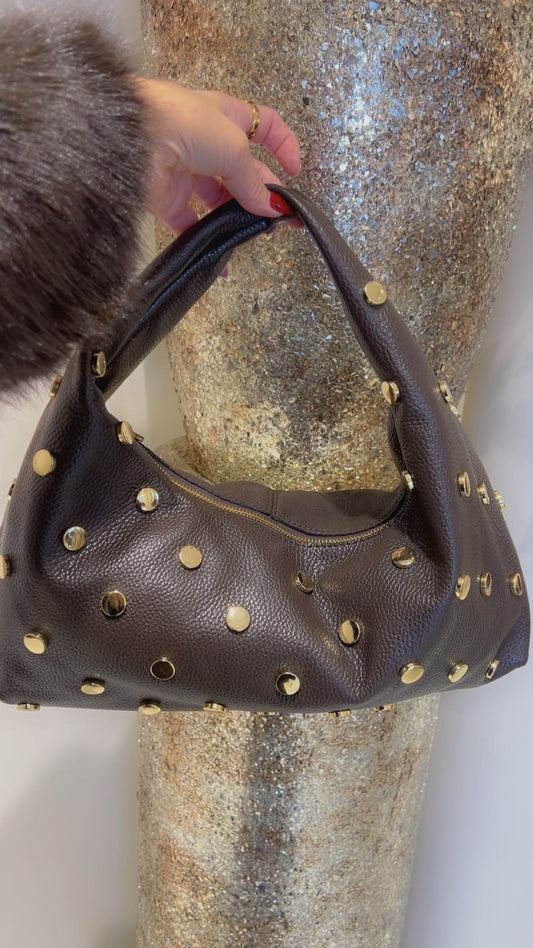 monica stud bag xl brown