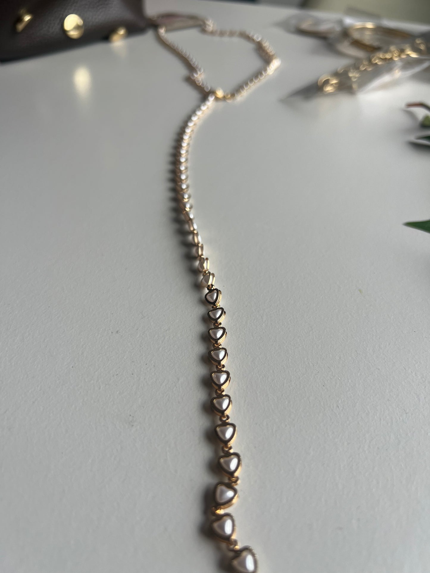 extra long hart parel necklace