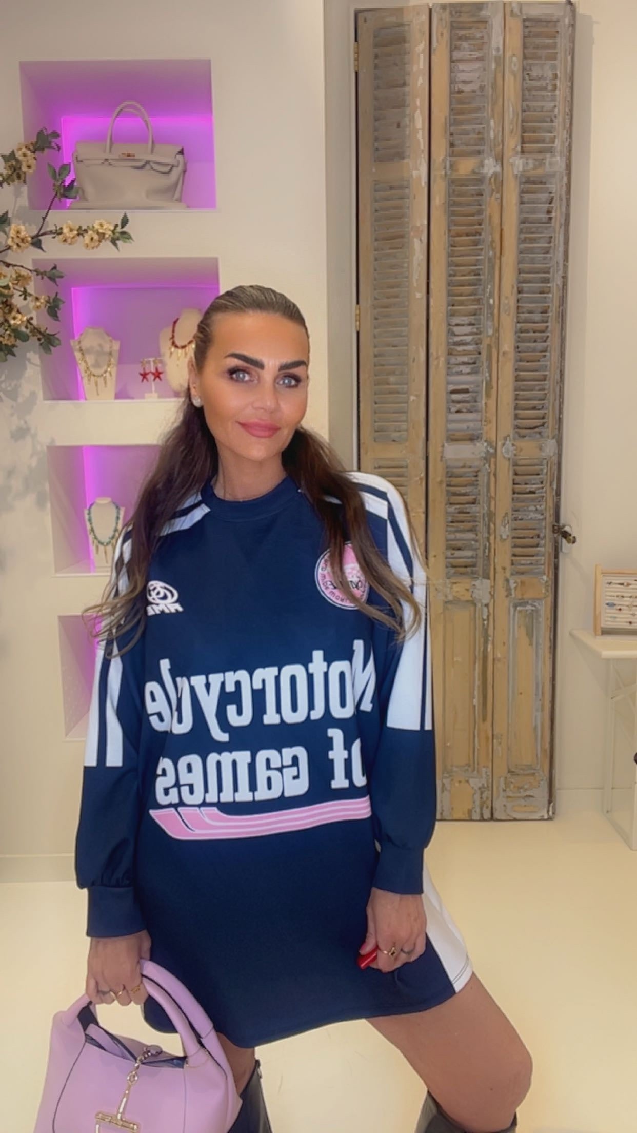 motorcylce sweater dres blauw