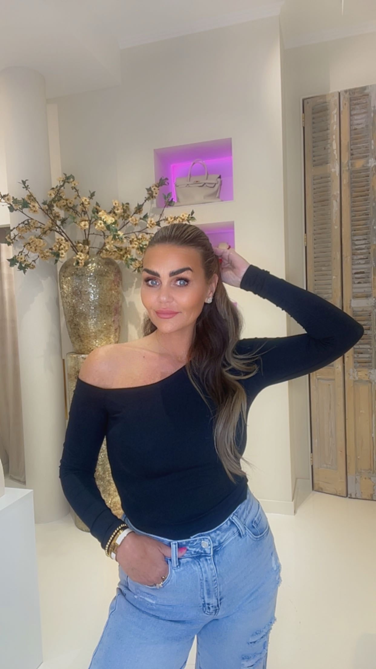 kimmy off sholder top zwart