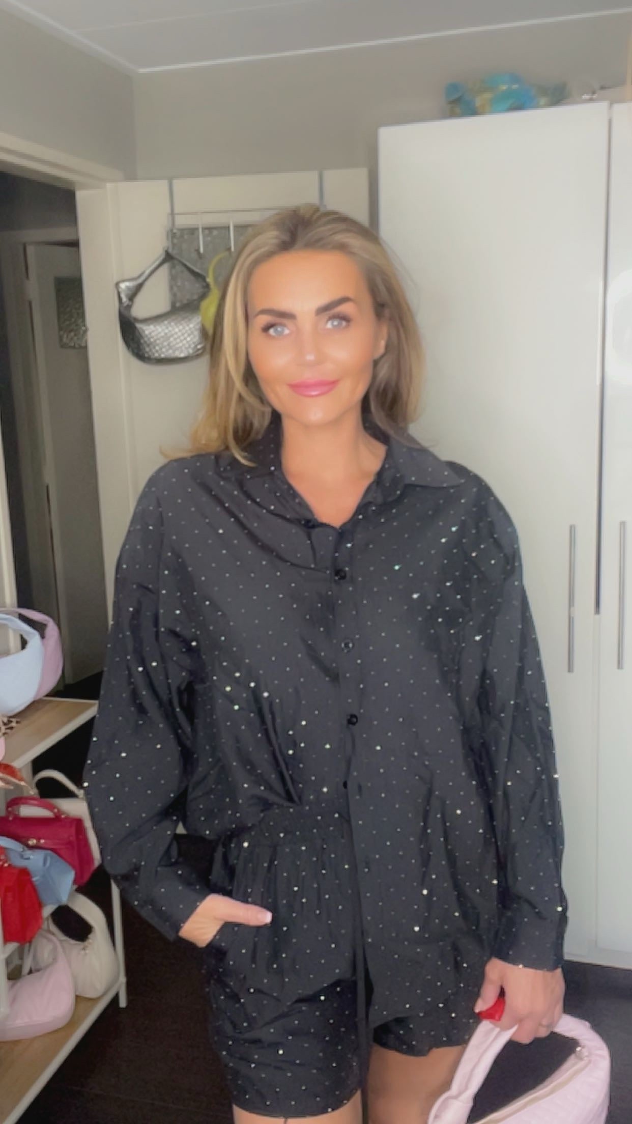 gina all over strass setje zwart