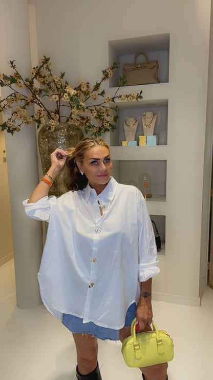 Broche blouse wit