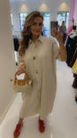 Oversized broche dress beige