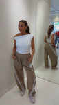 striped jogger taupe