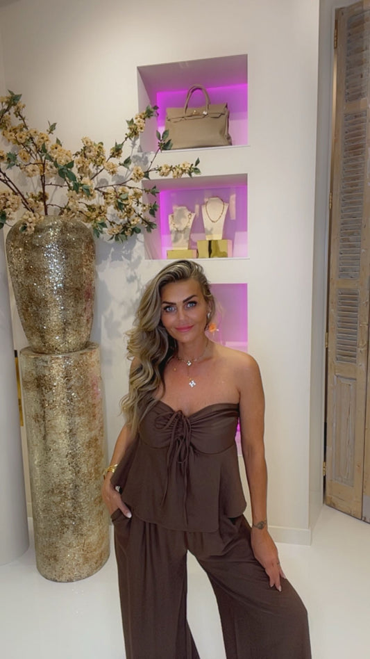 Jindy 2 piece set donker bruin laatste !