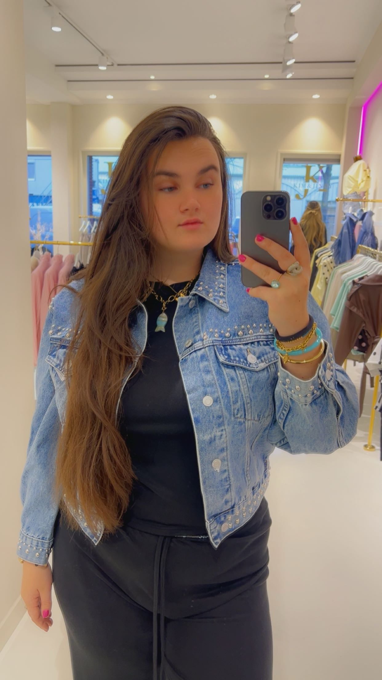 kelly stud jeans jacket