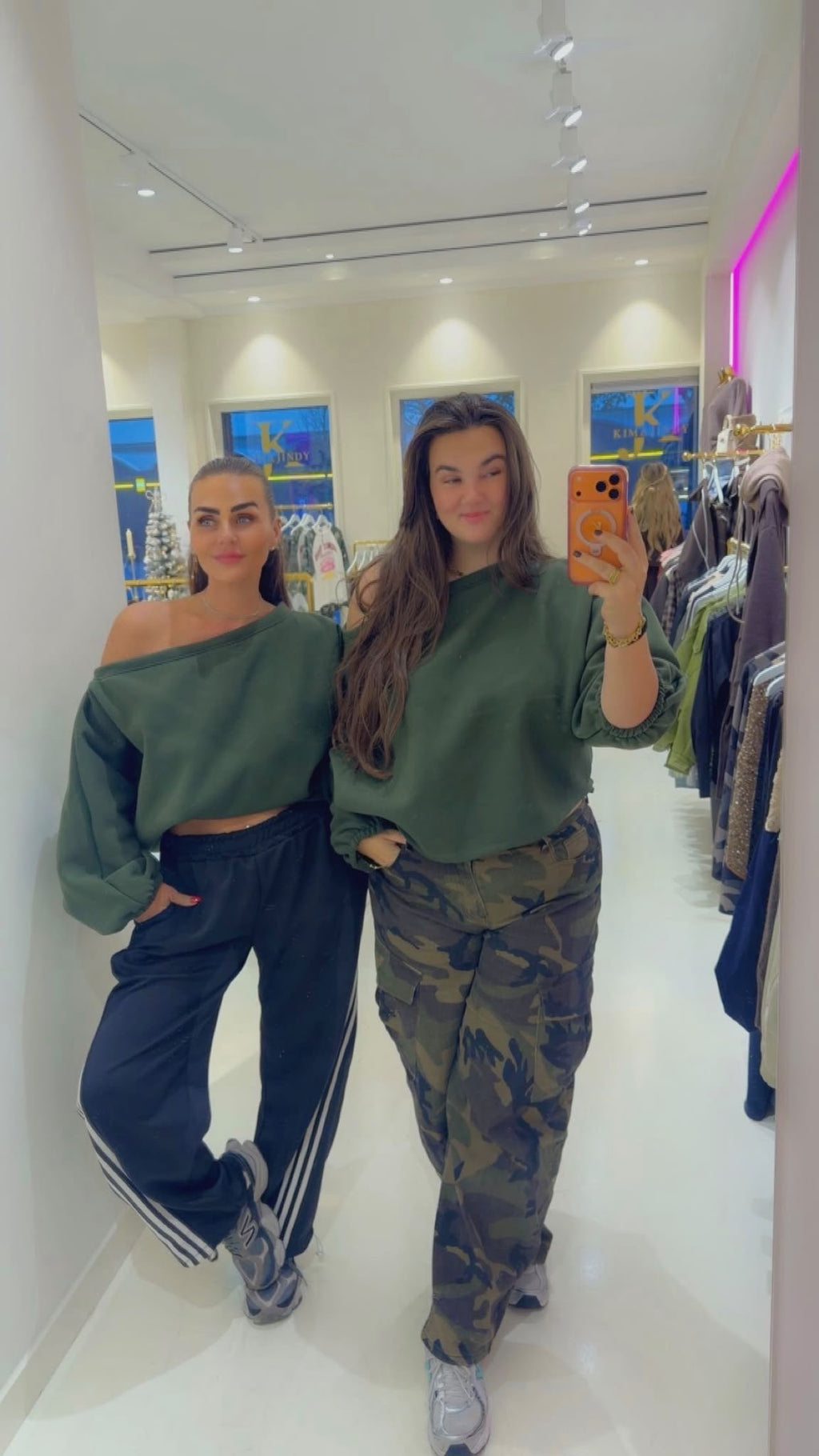 Oversized offsholder sweater green