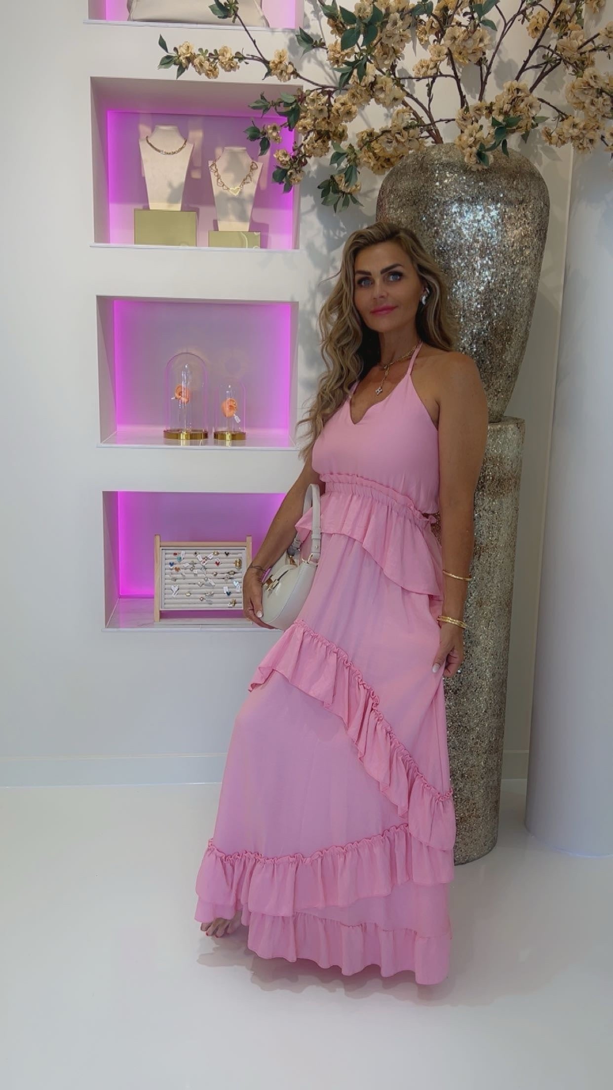 Flowy dress roze laatste !