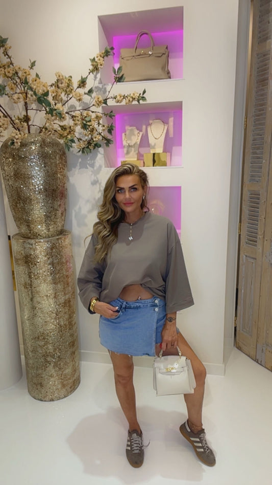 Oversized basic tee taupe