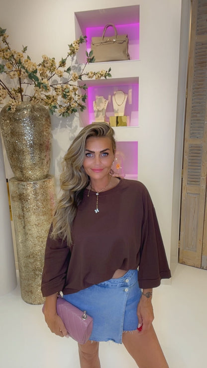 oversized basic tee dark brown