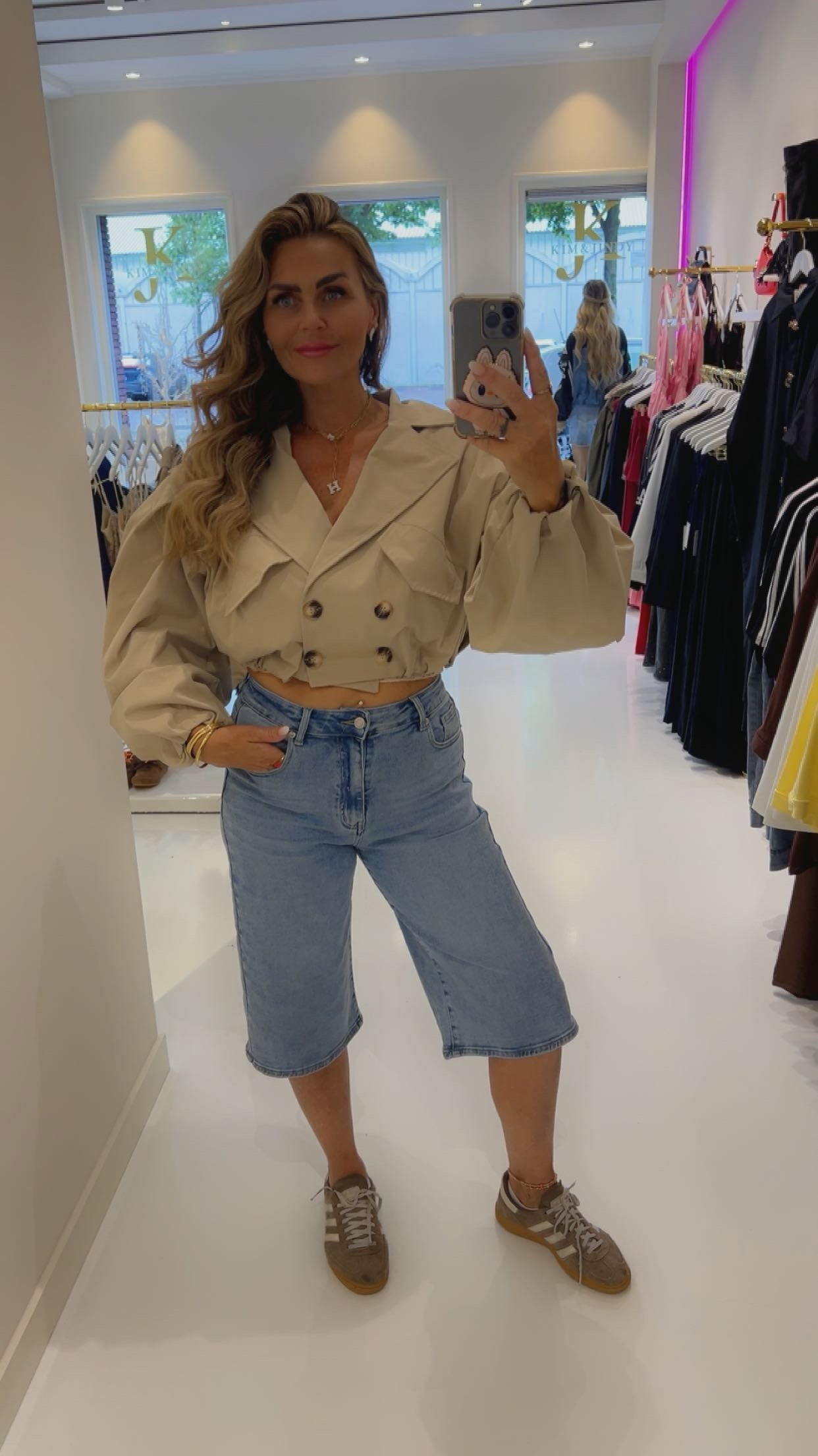 Trenchcoat kort Beige