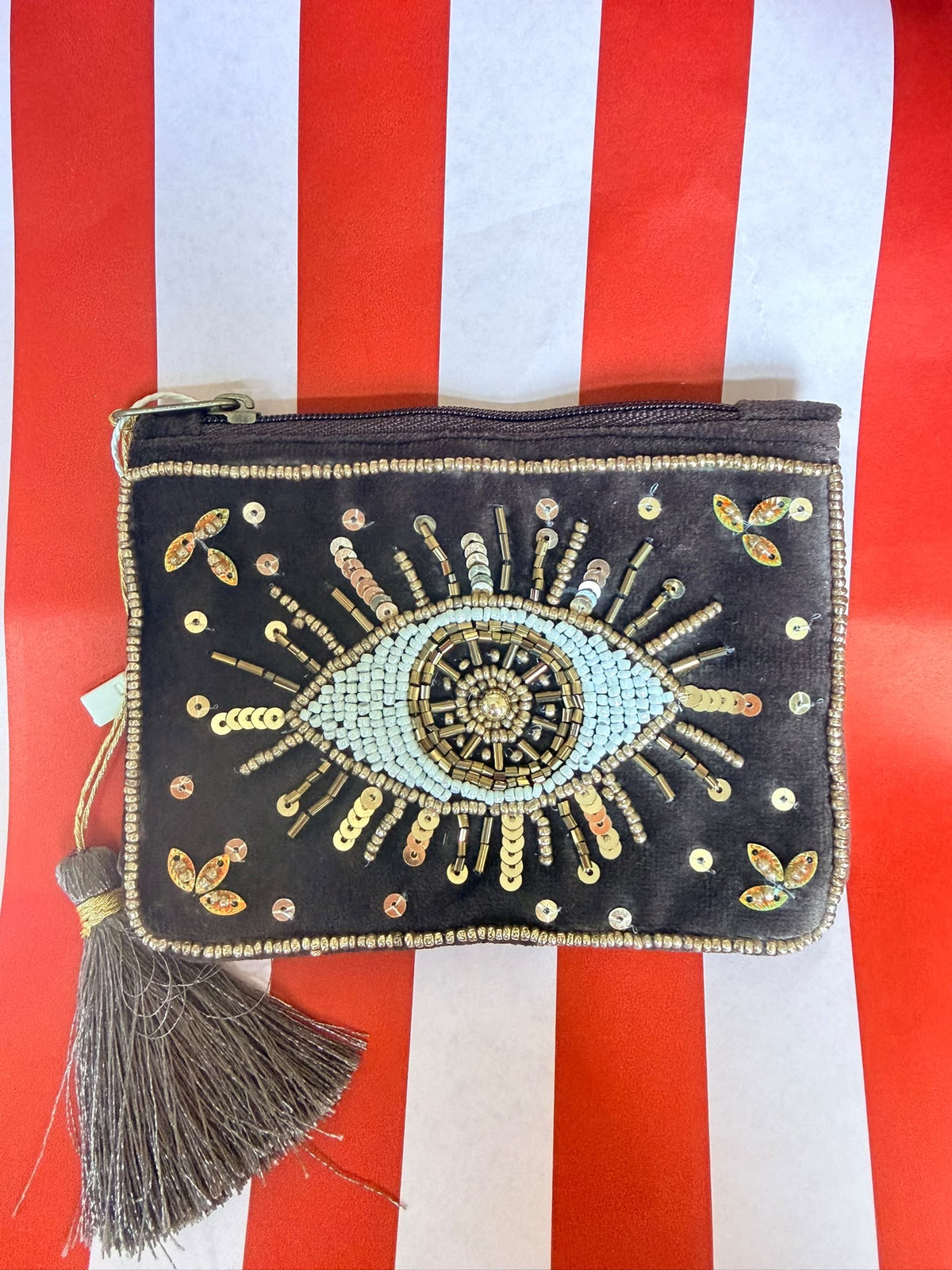 Beaded Wallet oog bruin