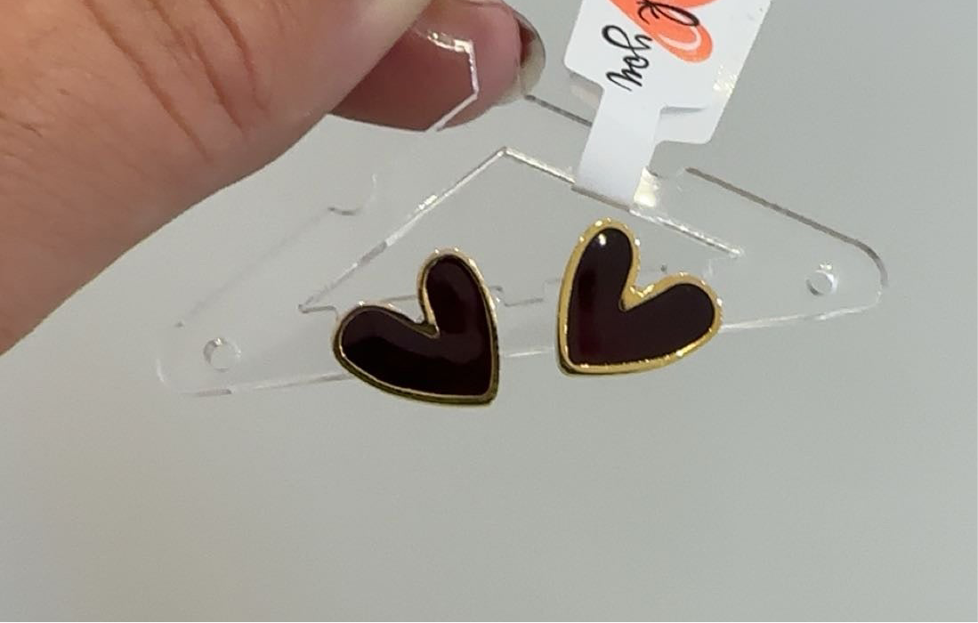 Brown heart earings