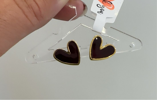 Brown heart earings