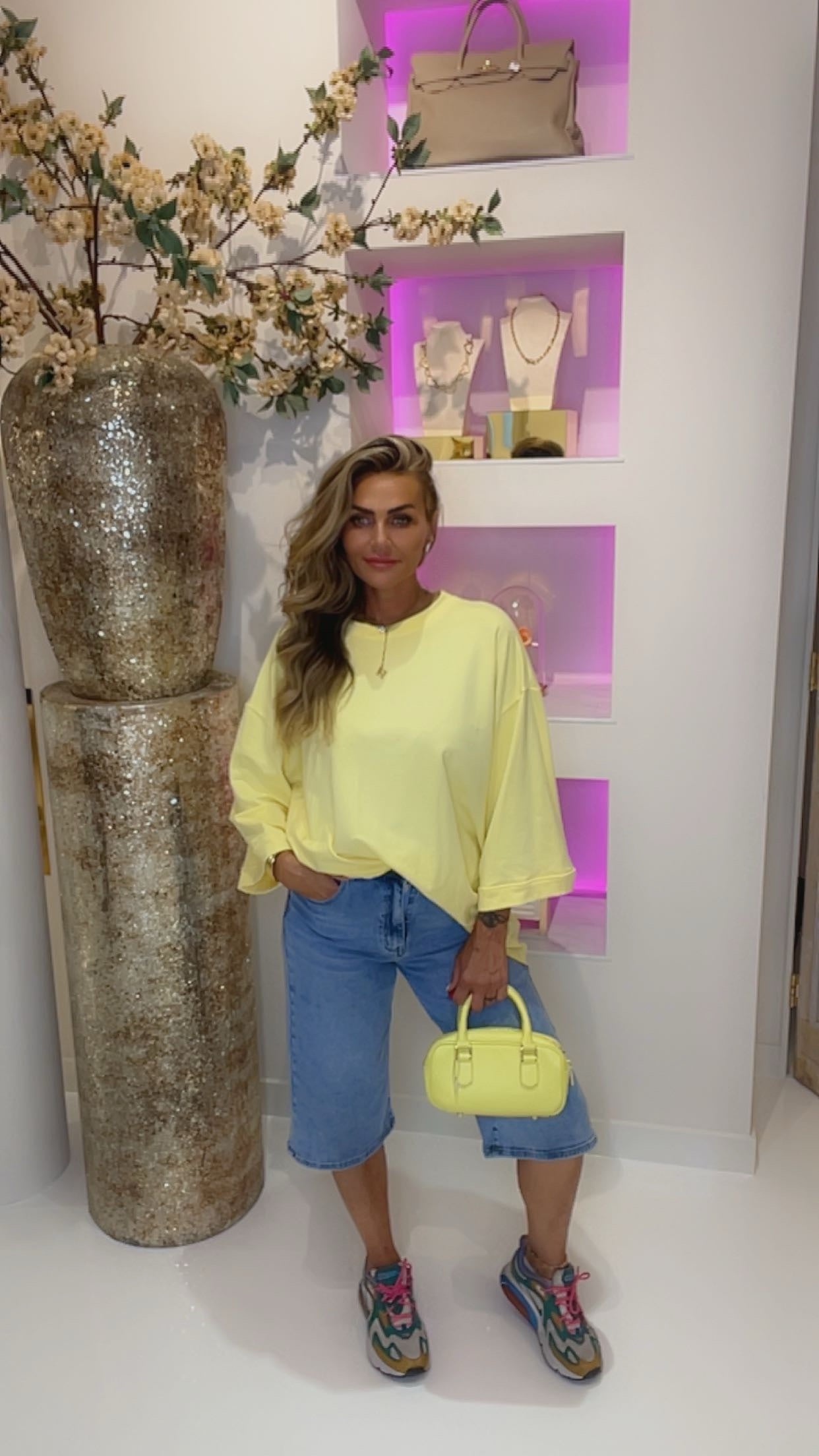 oversized basic tee Geel