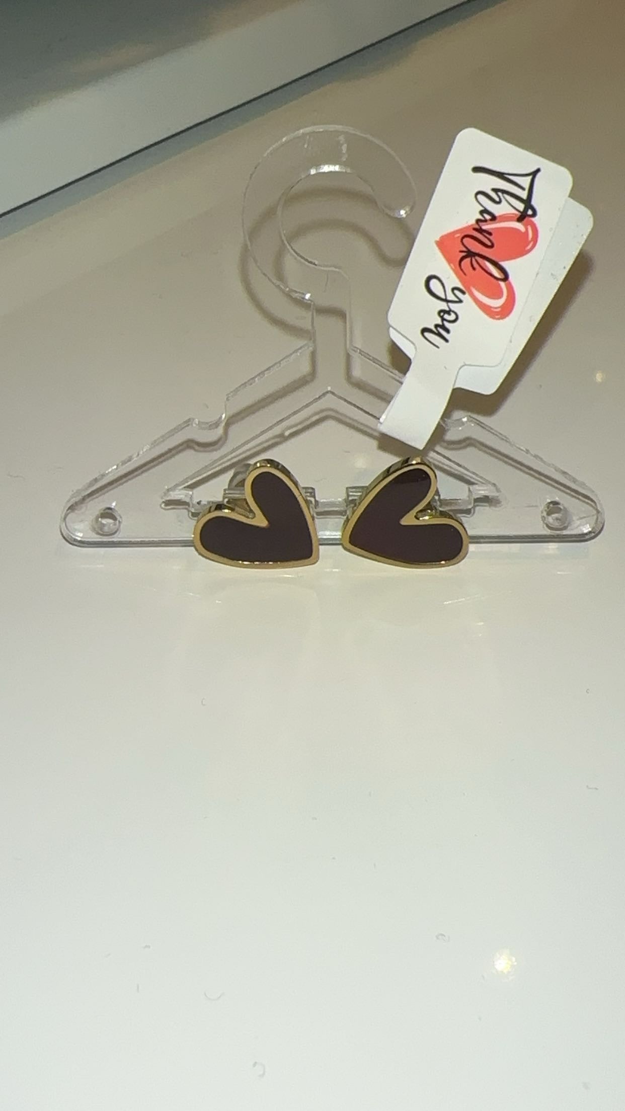 Brown heart earings