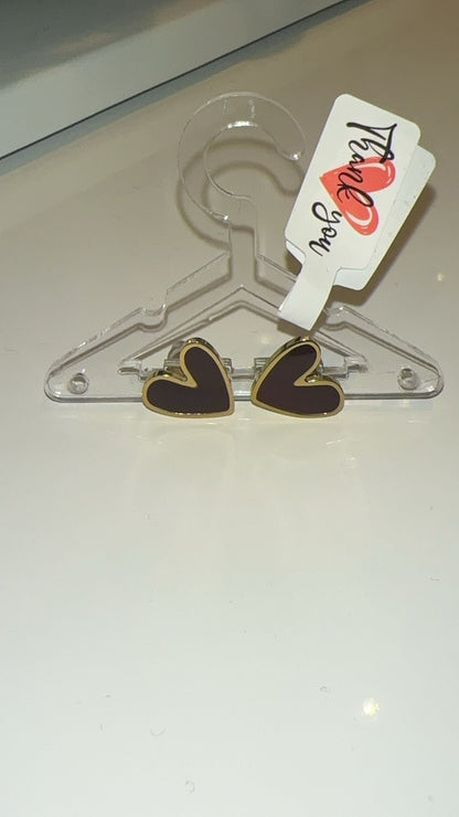Brown heart earings