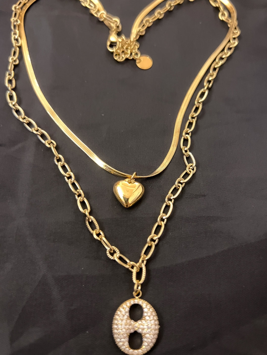 dubbel hart en hermiena necklace