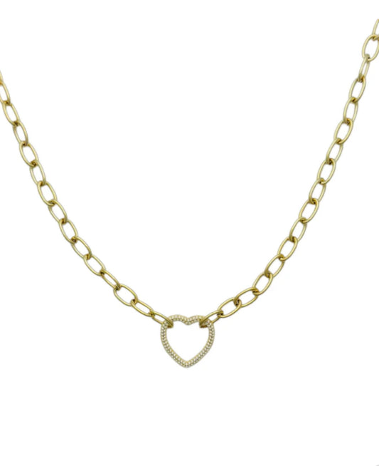 open hart golden strass necklace