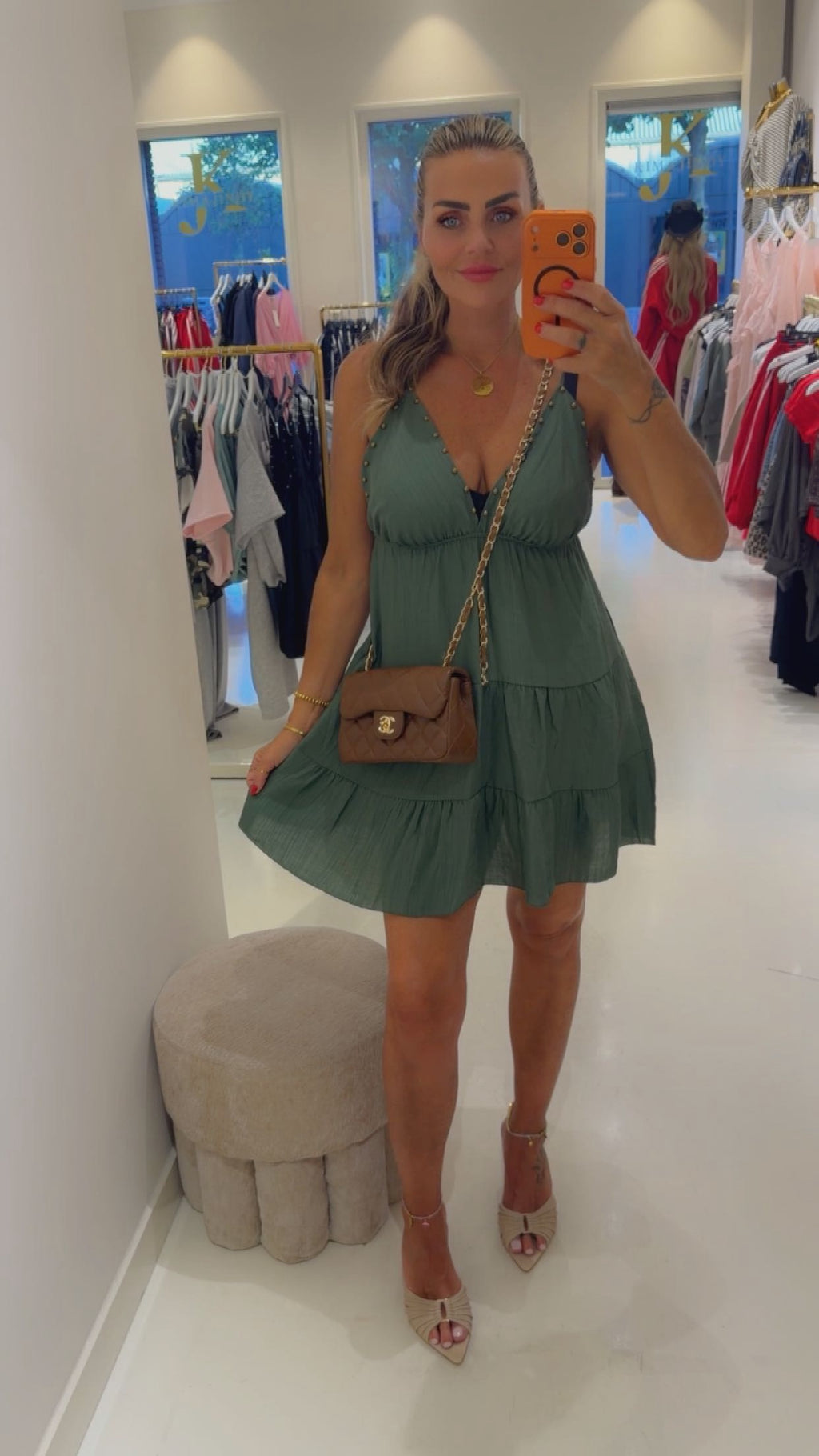 Stud dress groen