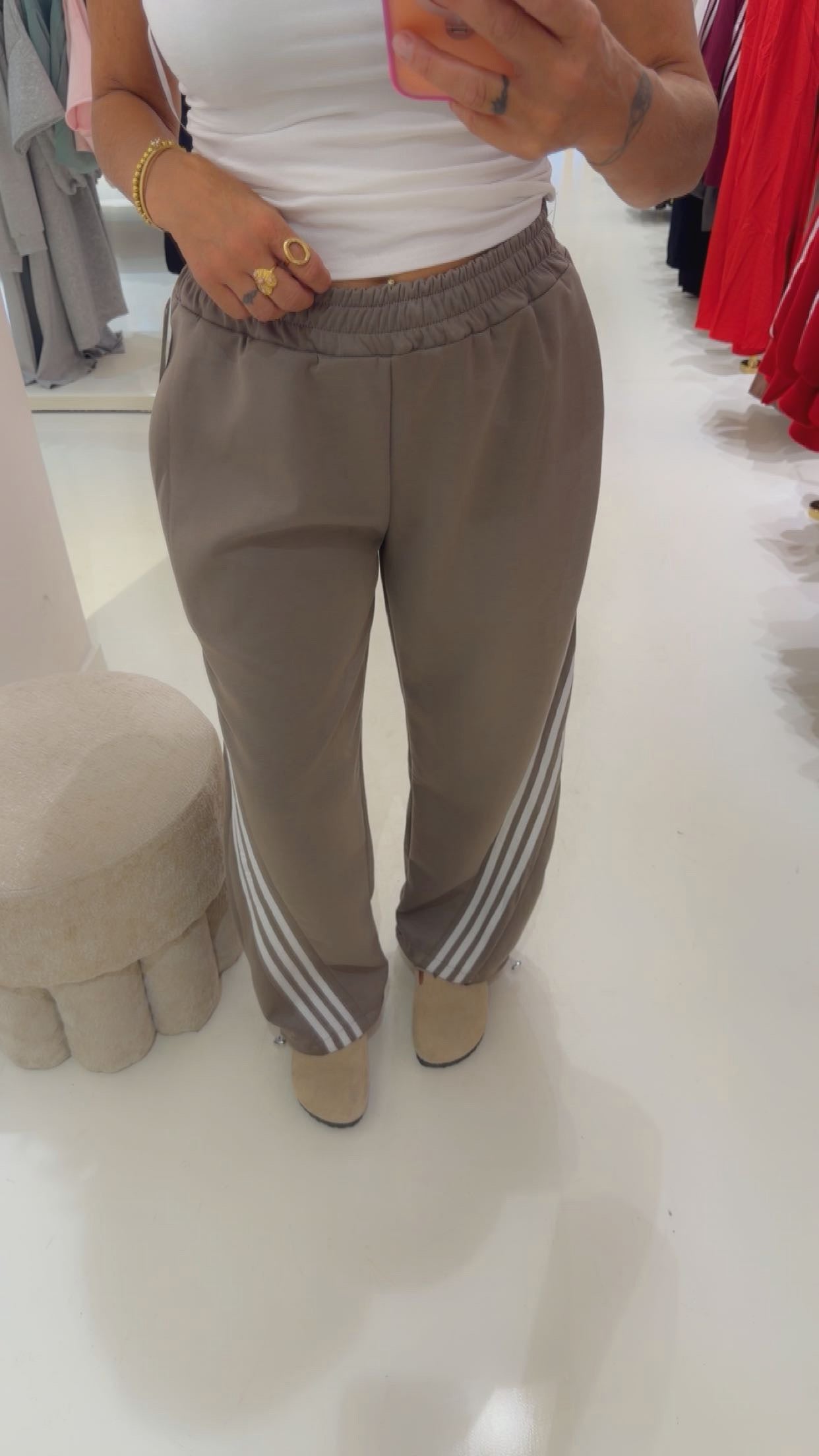 Striped jogger taupe