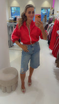 Striped jacket rood