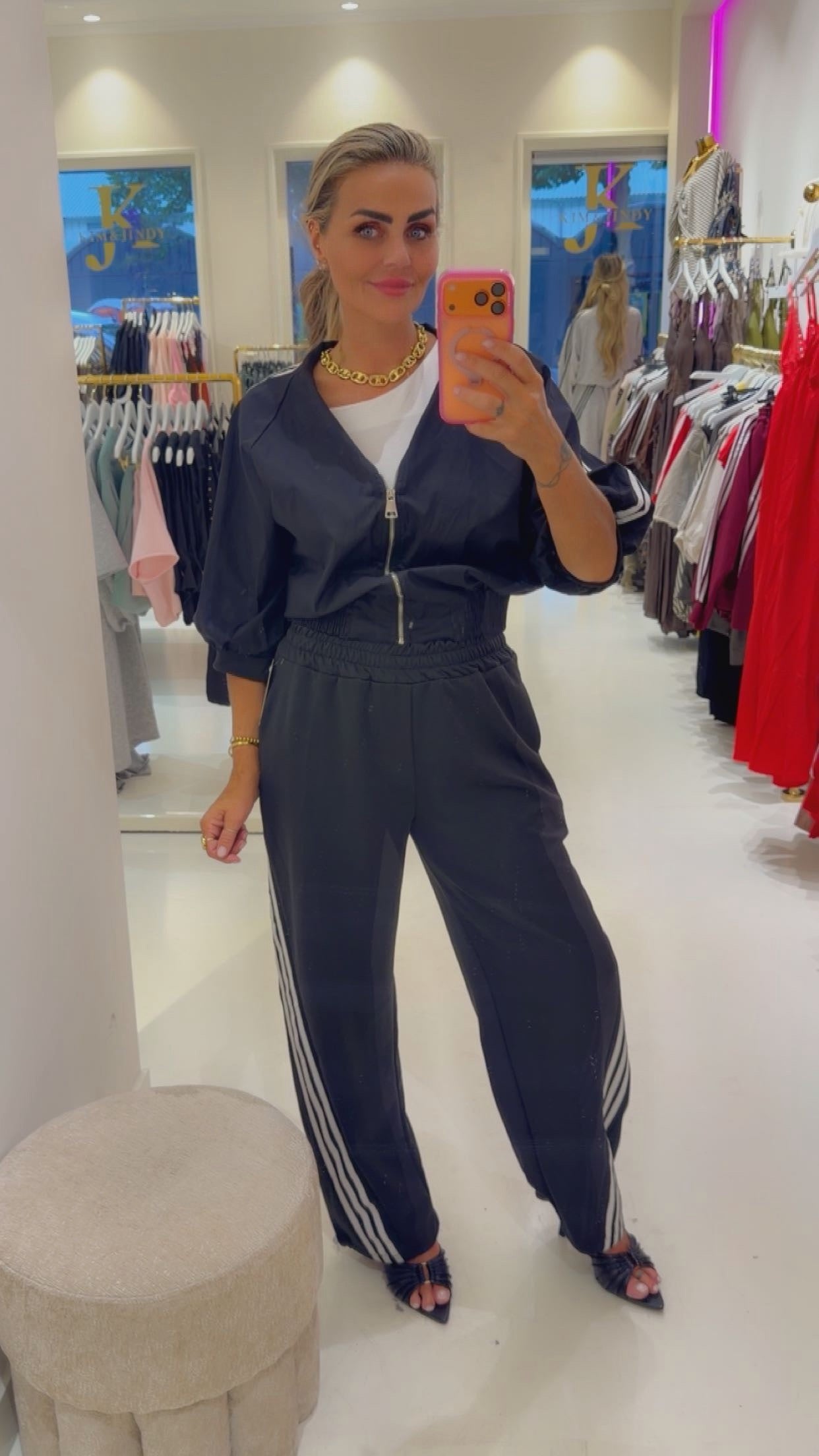 Striped jogger zwart