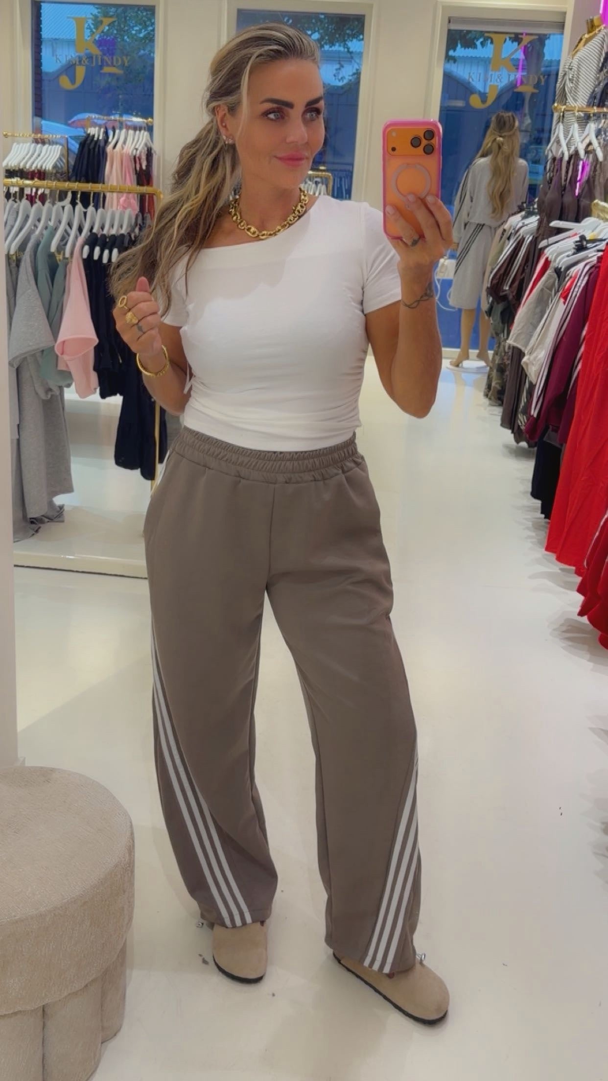 Striped jogger taupe