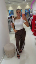 Striped jogger bruin