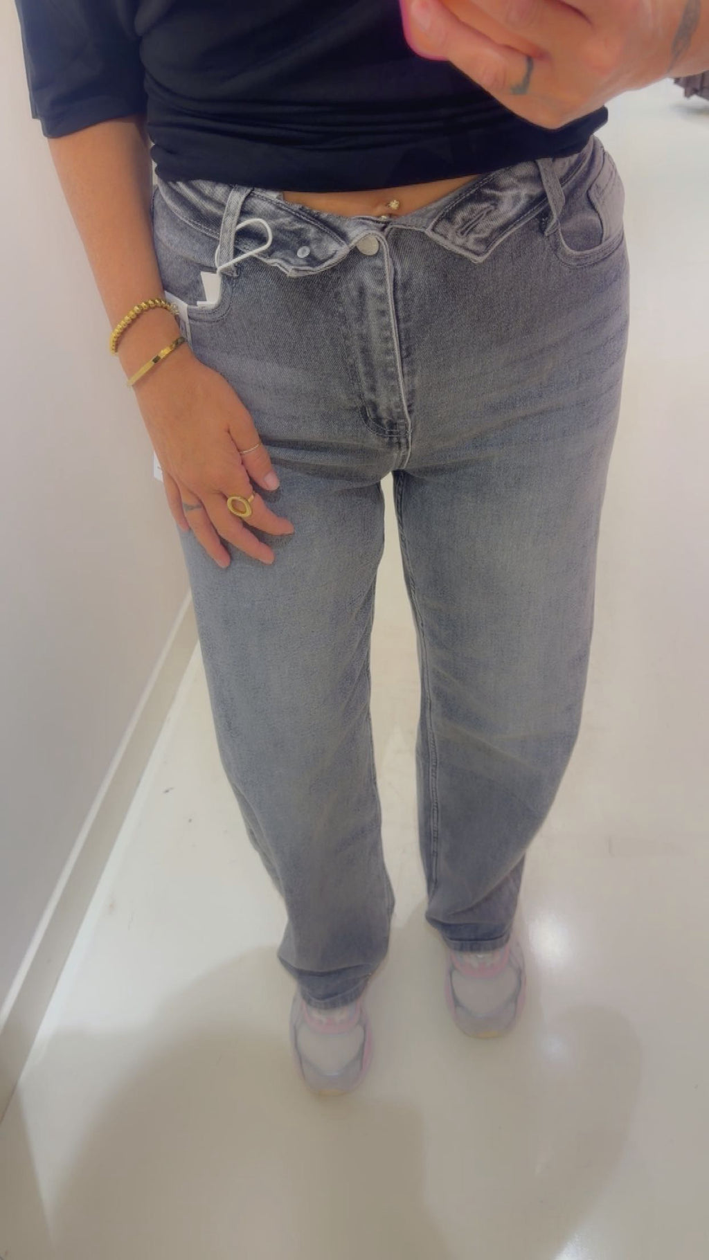 Jeans grey fold-over