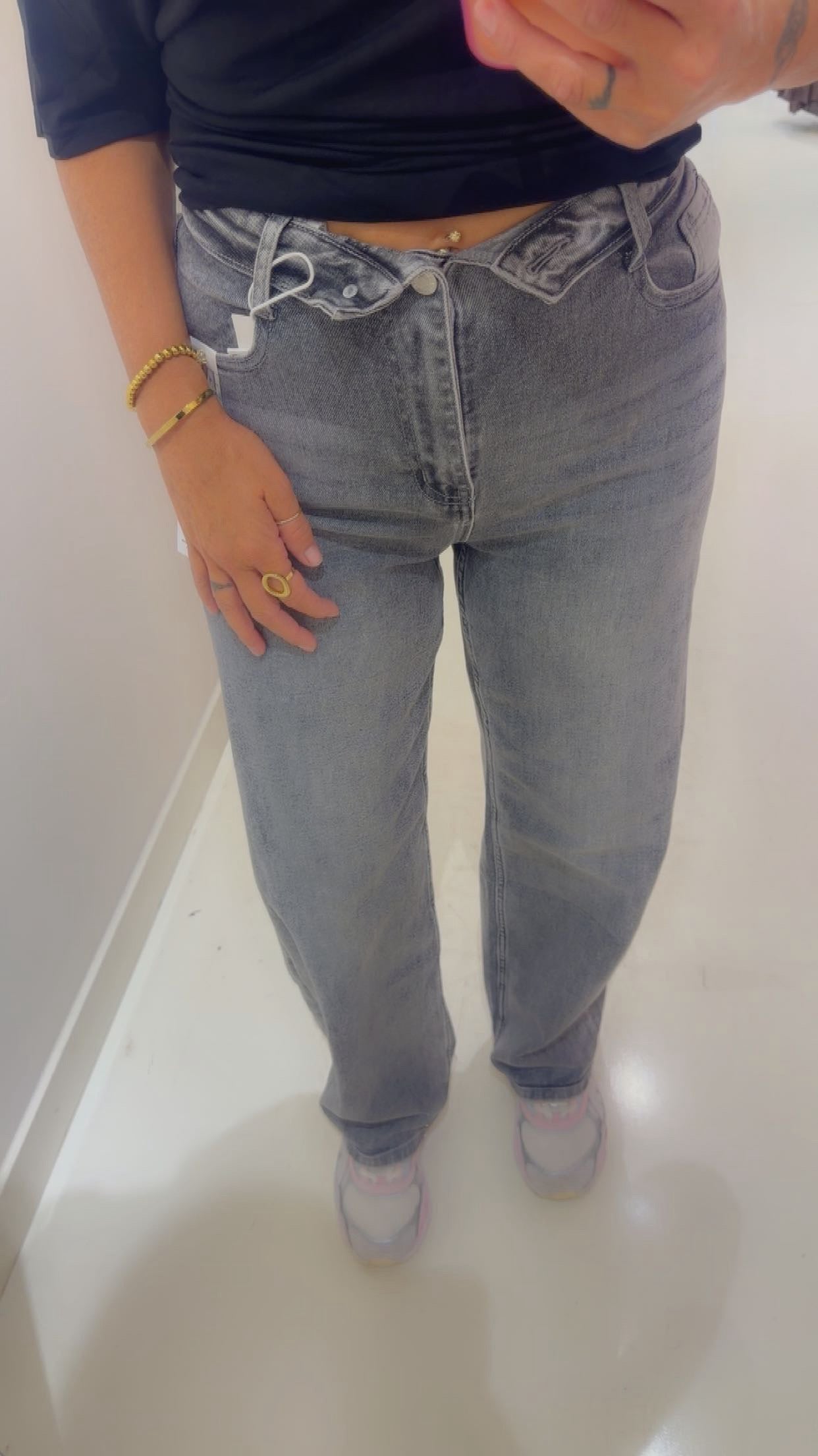 Jeans grey fold-over