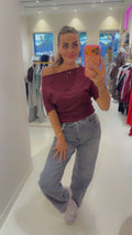 Basic off sholder top burgendy