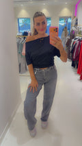 Jeans grey fold-over