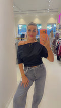 Basic off sholder top zwart