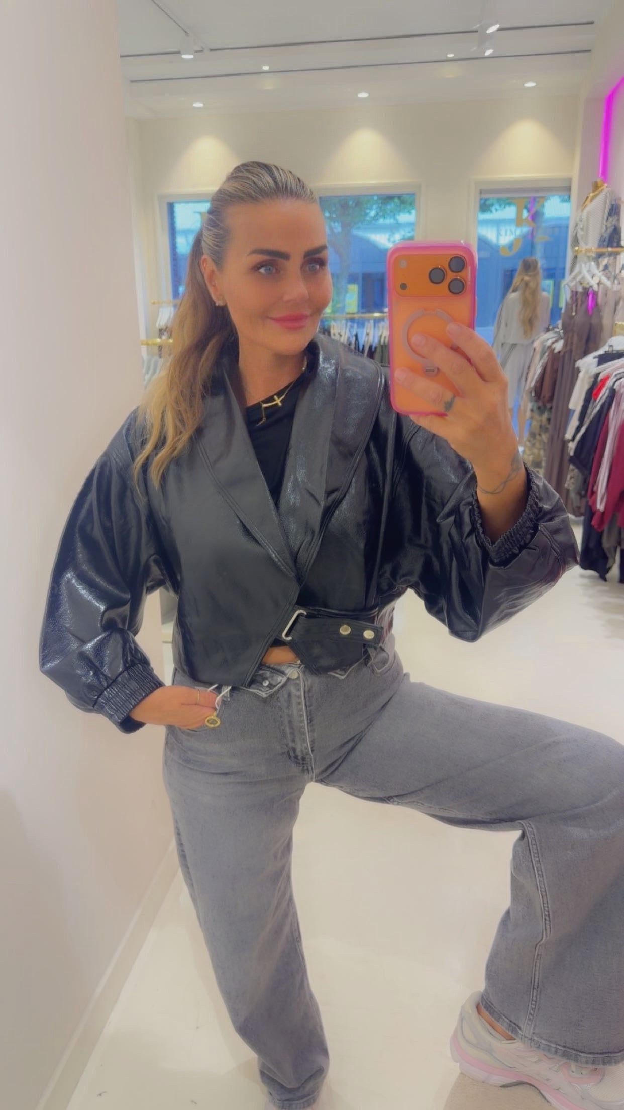Stacy leather jacket black