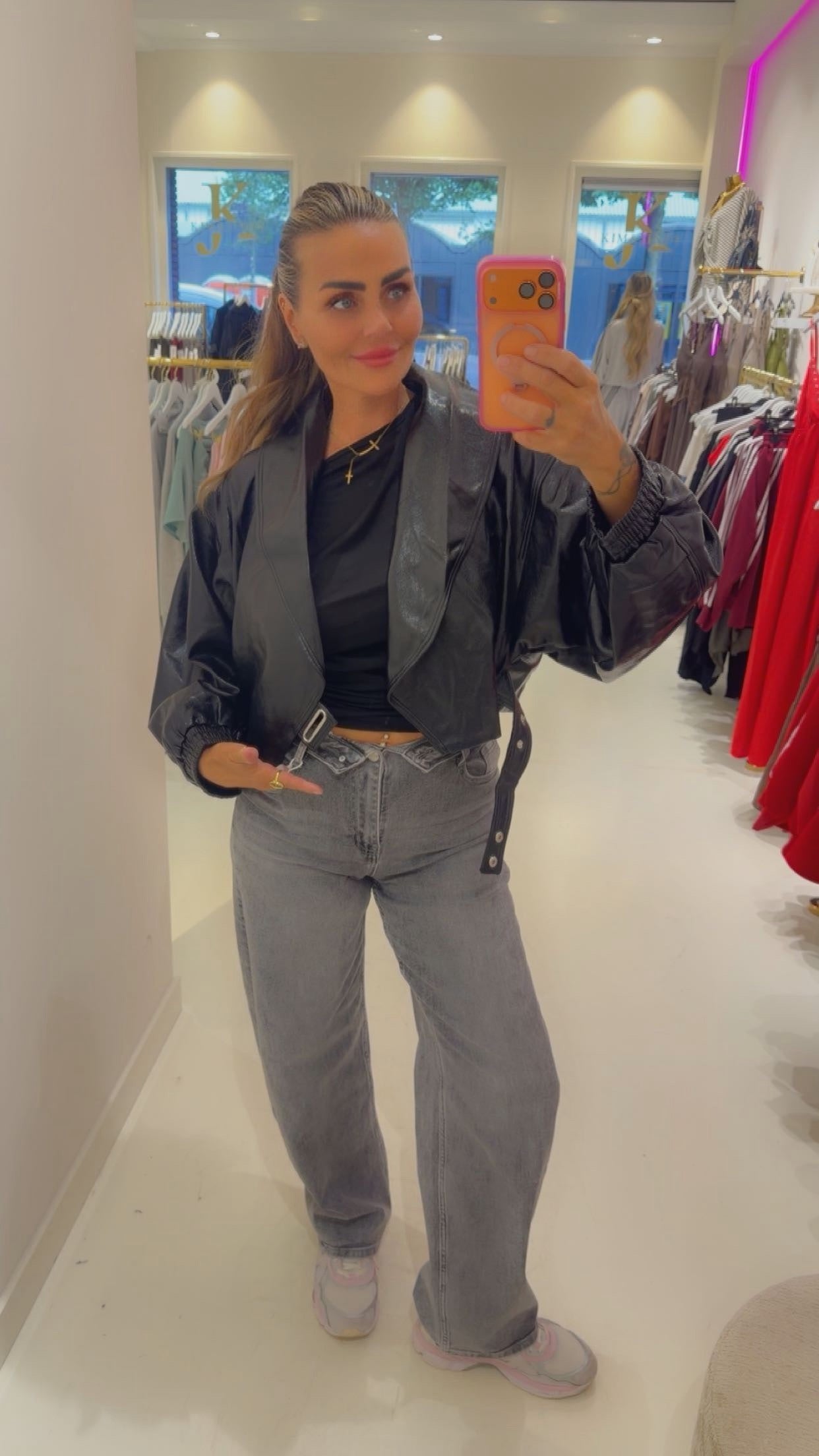 Stacy leather jacket black