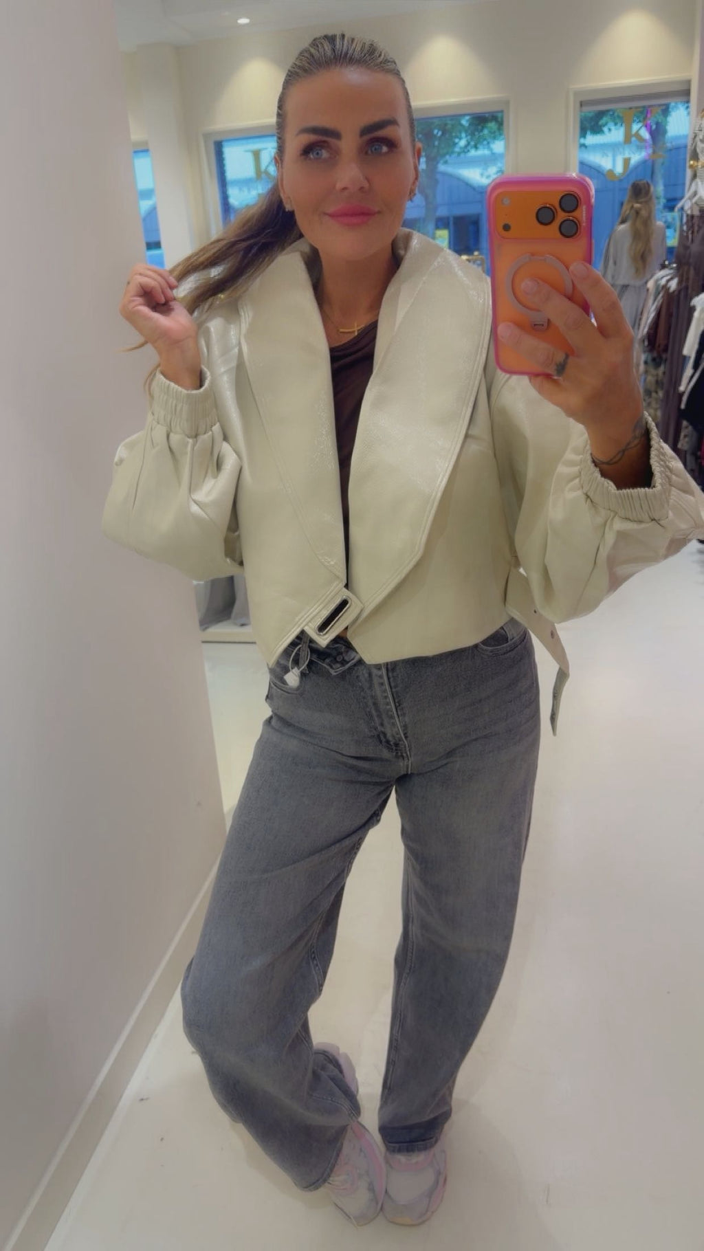 Stacy Leather jacket ivory