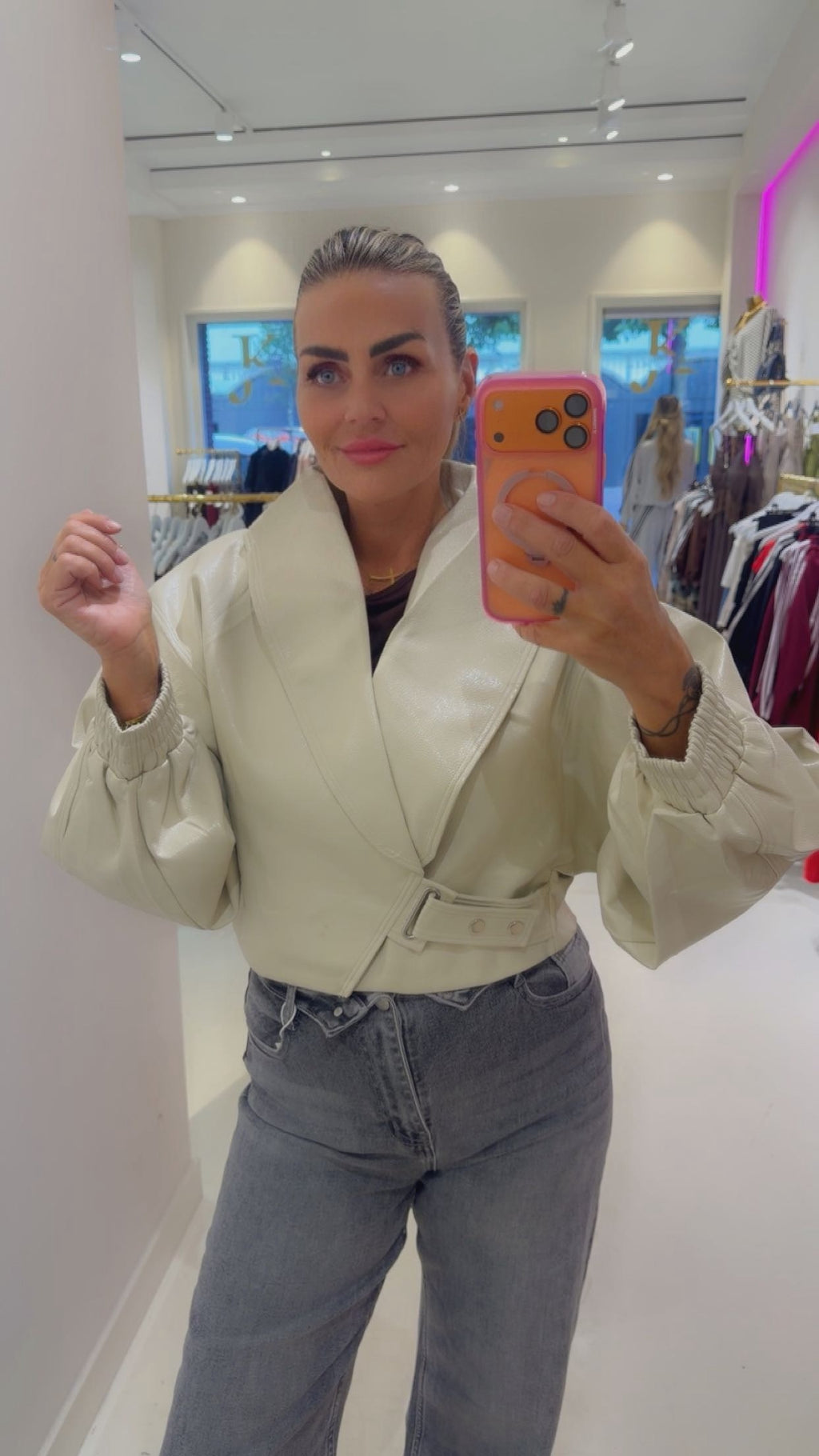 Stacy Leather jacket ivory