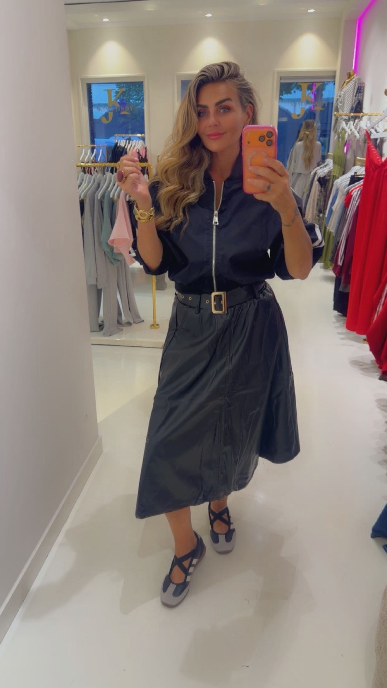 leather skirt zwart met riem