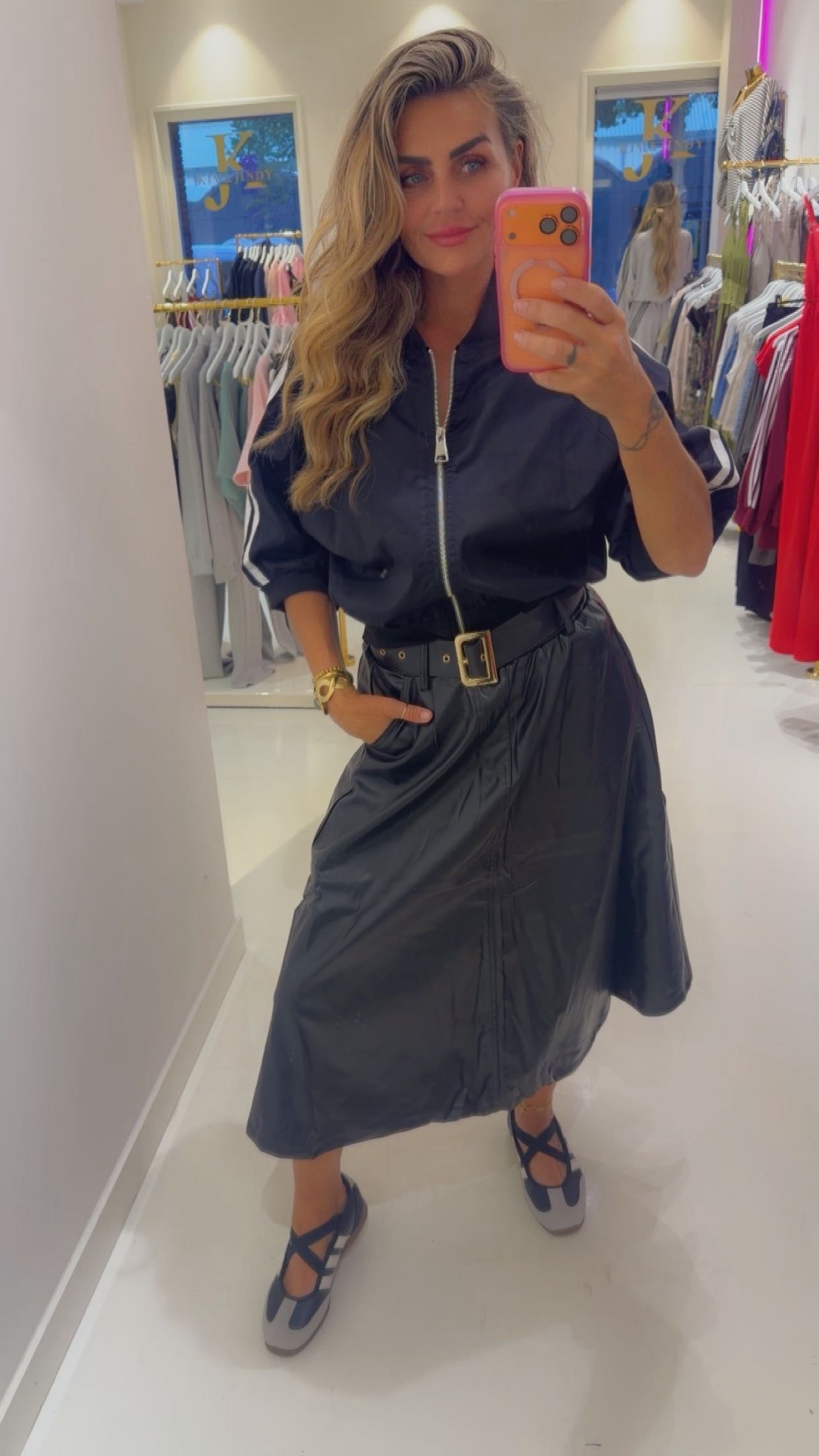 leather skirt zwart met riem