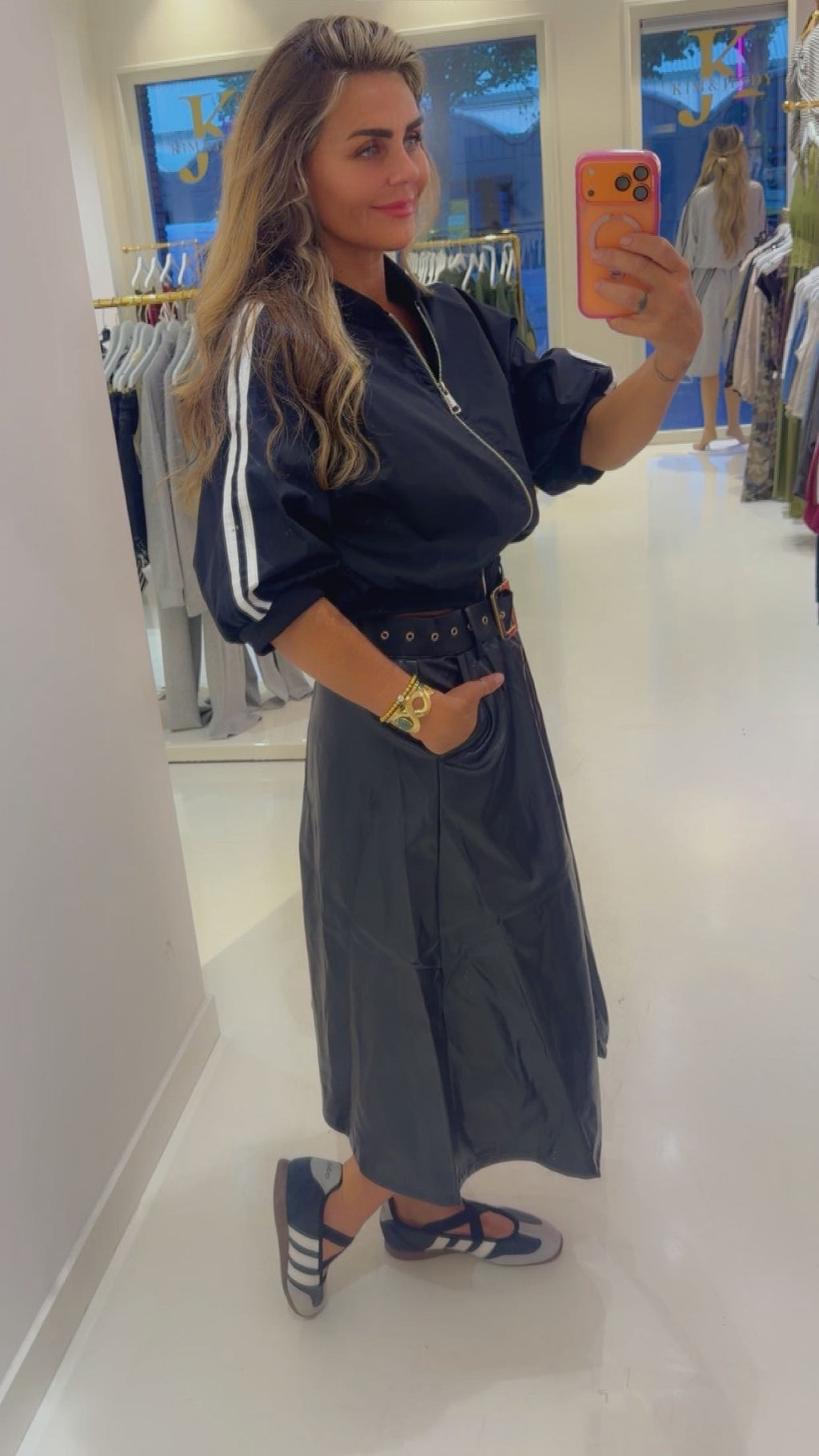 leather skirt zwart met riem