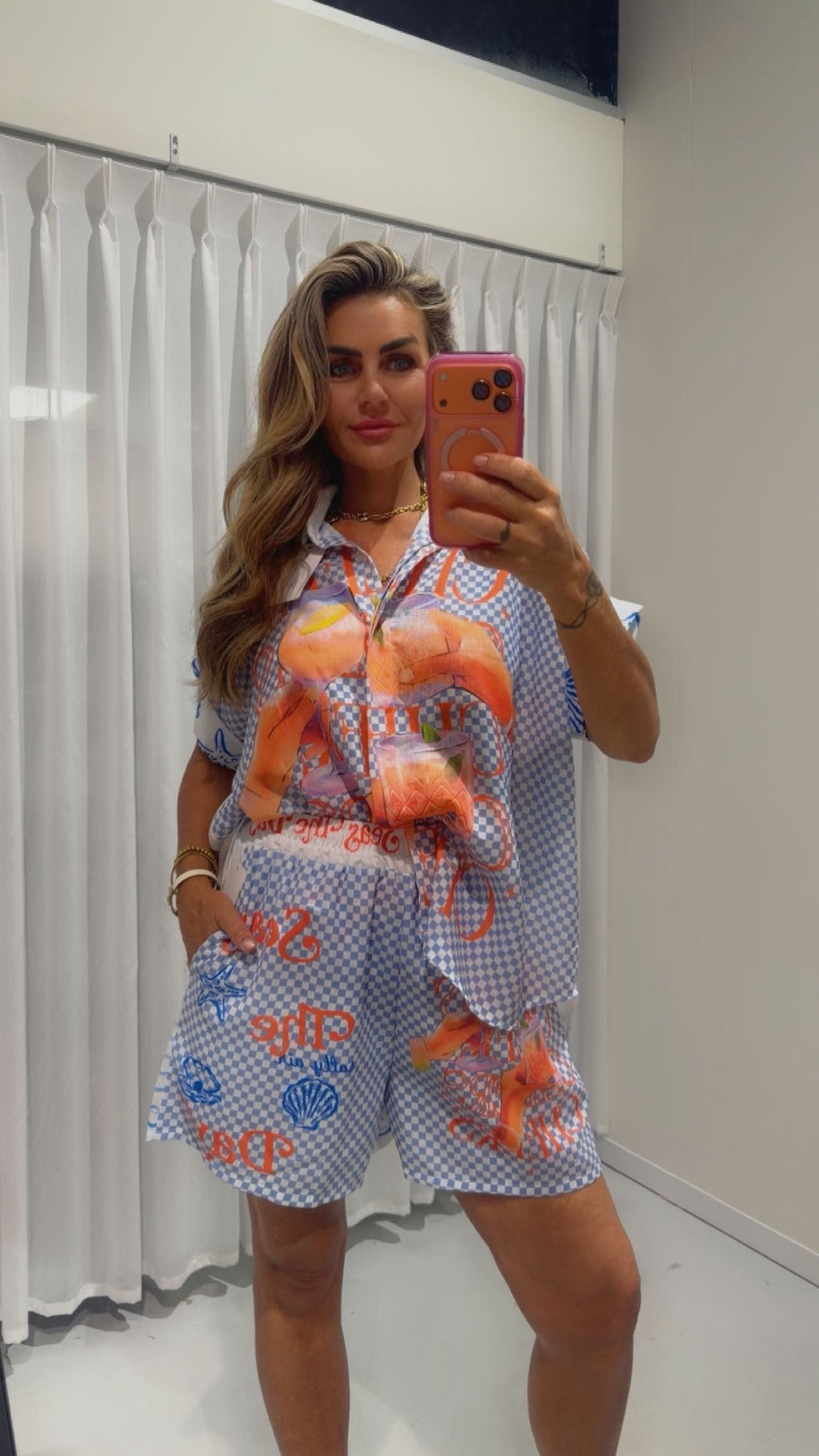 olive 2-piece set orange